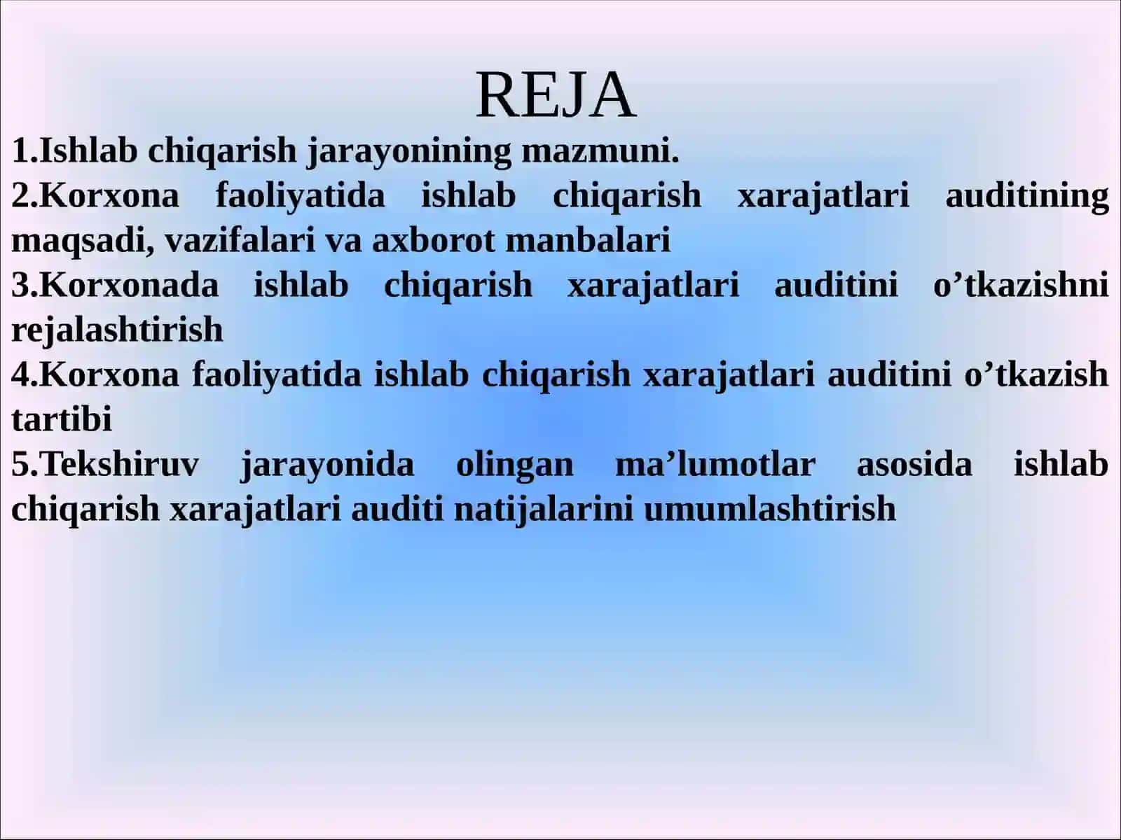ISHLAB CHIQARISH JARAYONI AUDITI 2