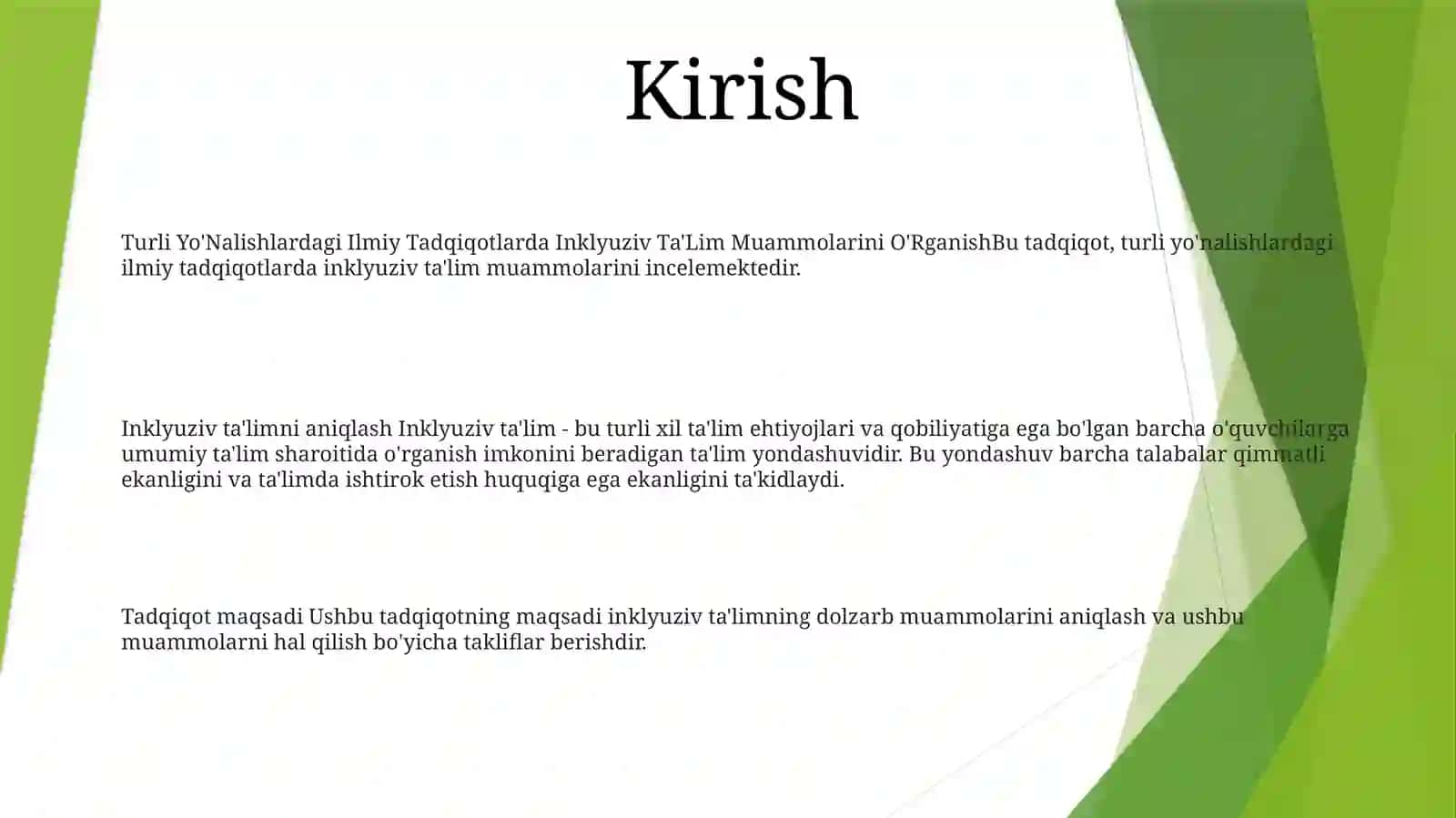 Turli Yo'Nalishlardagi Ilmiy Tadqiqotlarda Inklyuziv Ta’LimMuammolariniO'Rganish 2