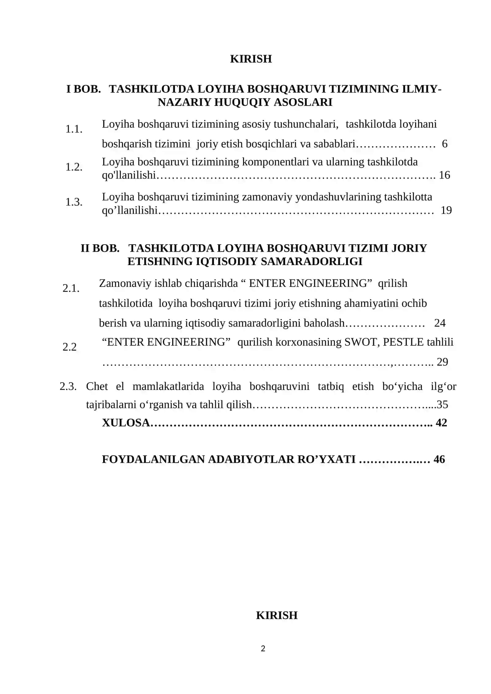 LOYIHA BOSHQARUVI 2