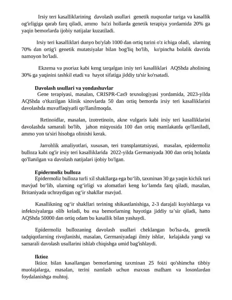 Terining (dermatozlari) nasliy kasalliklari 2
