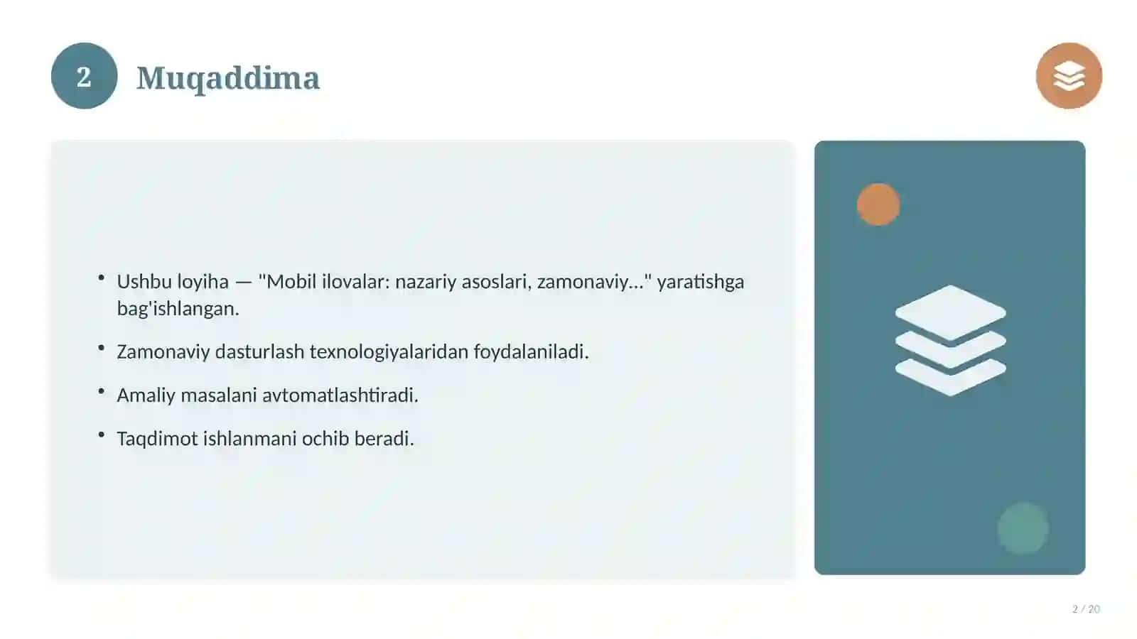 Mobil ilovalar: nazariy asoslari, zamonaviy yondashuvda (Mustaqil ta'lim topshirig'i) 2