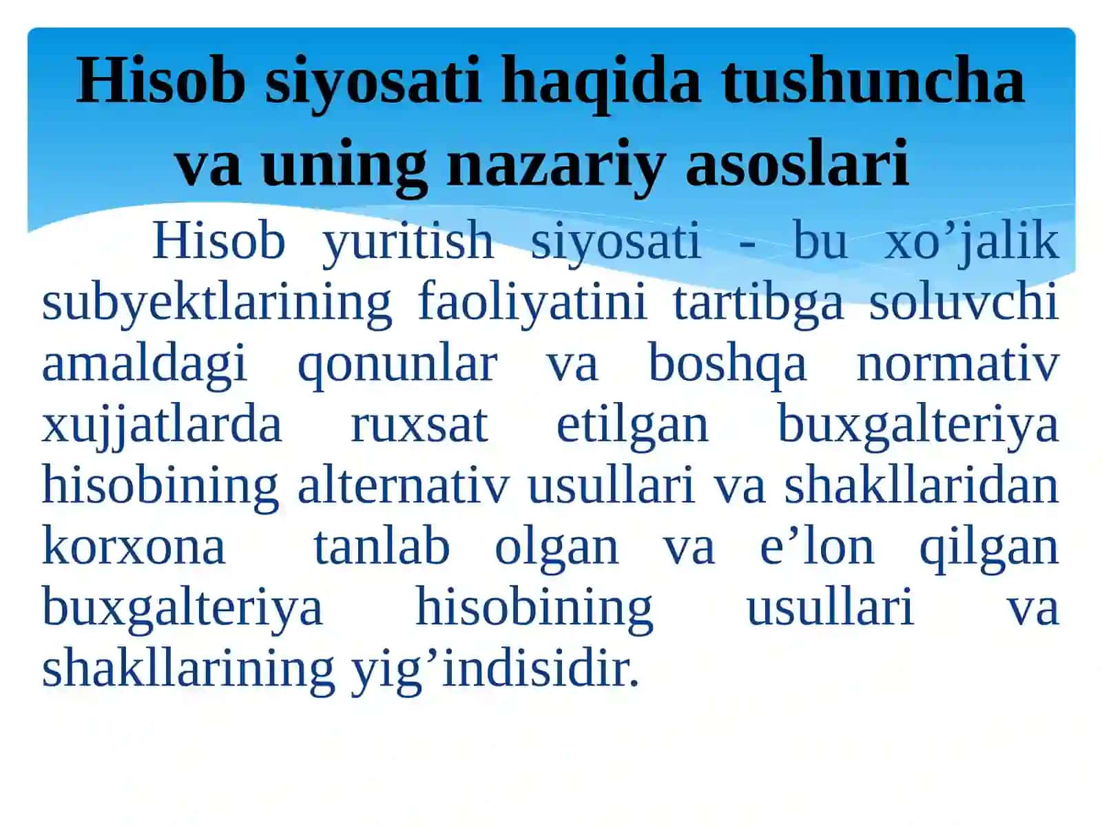 BOSHQARUV HISOBI TIZIMIDA HISOB SIYOSATI 2