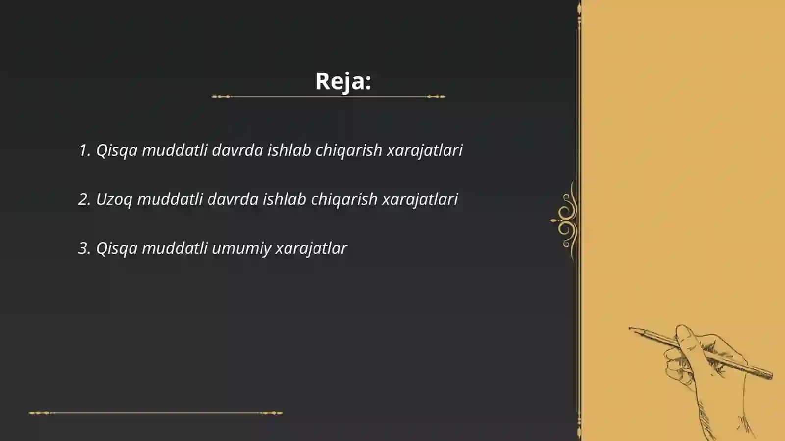 Qisqa muddatli va uzoq muddatli davrlarda ishlab chiqarish xarajatlarining ozgarishi 2