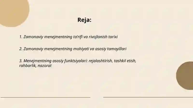 Zamonaviy menejmanet, uning mohiyati va xususiyatlari 2