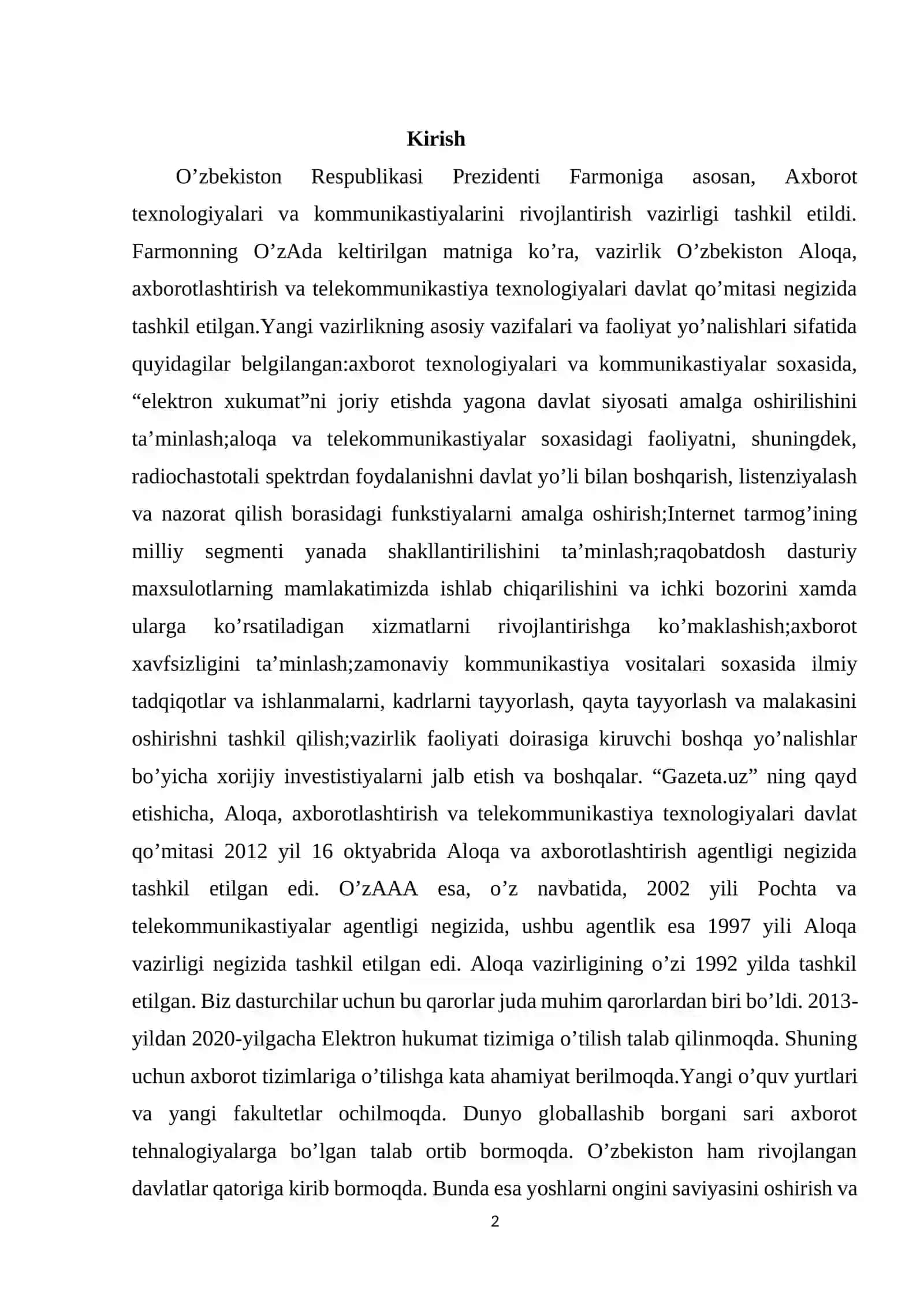 MA’LUMOTLAR BAZASI TEXNOLOGOYALARI FANIDAN 2
