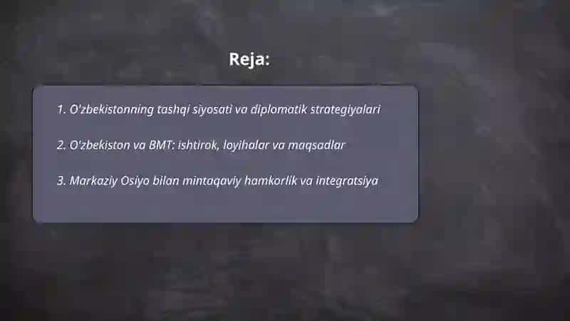O'zbekiston va jahon hamjamiyati 2