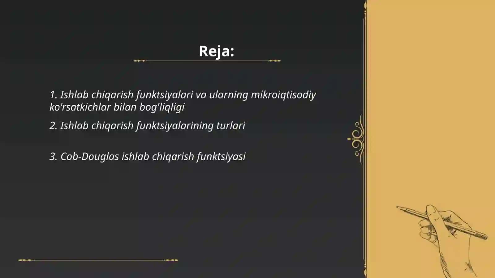 Mikroiqtisodiy indikatorlarni ishlab chiqarish funktsiyalari yordamida tadqiq qilish 2