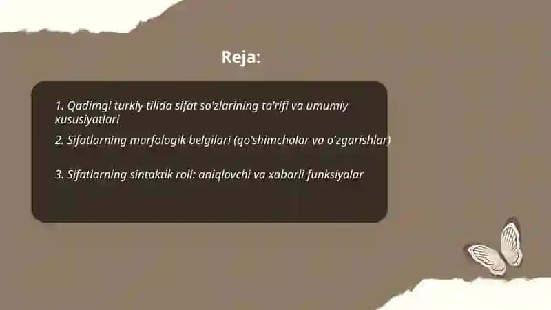 Qadimgi turkiy tilida sifat so'zlarining ta'rifi va umumiy xususiyatlari 2