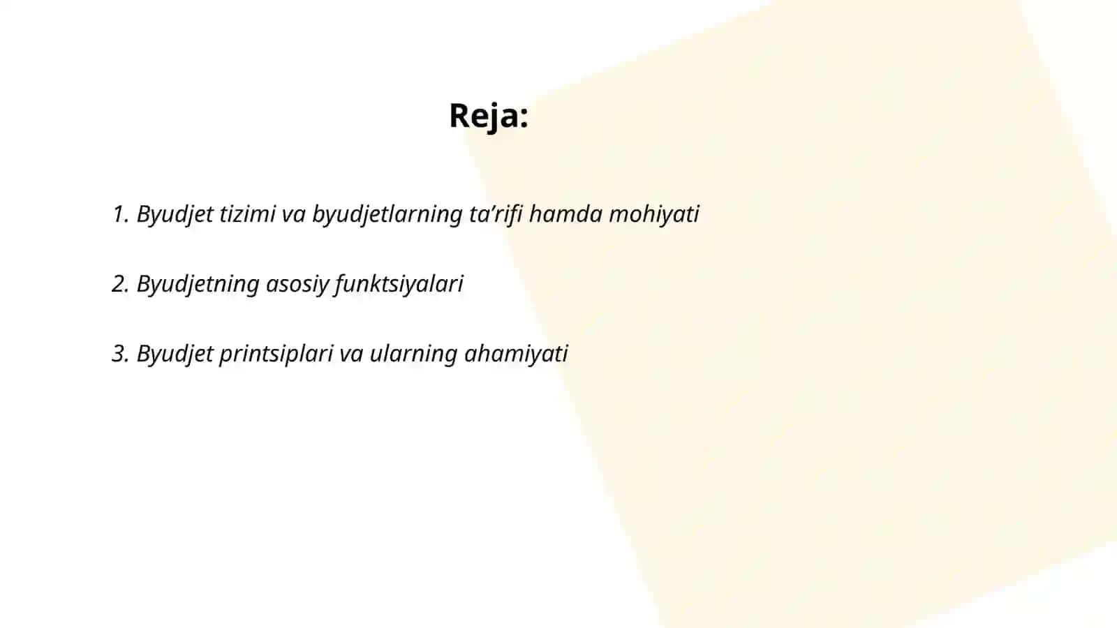 Byudjet tizimi va byudjetlarning taʼrifi hamda mohiyati 2