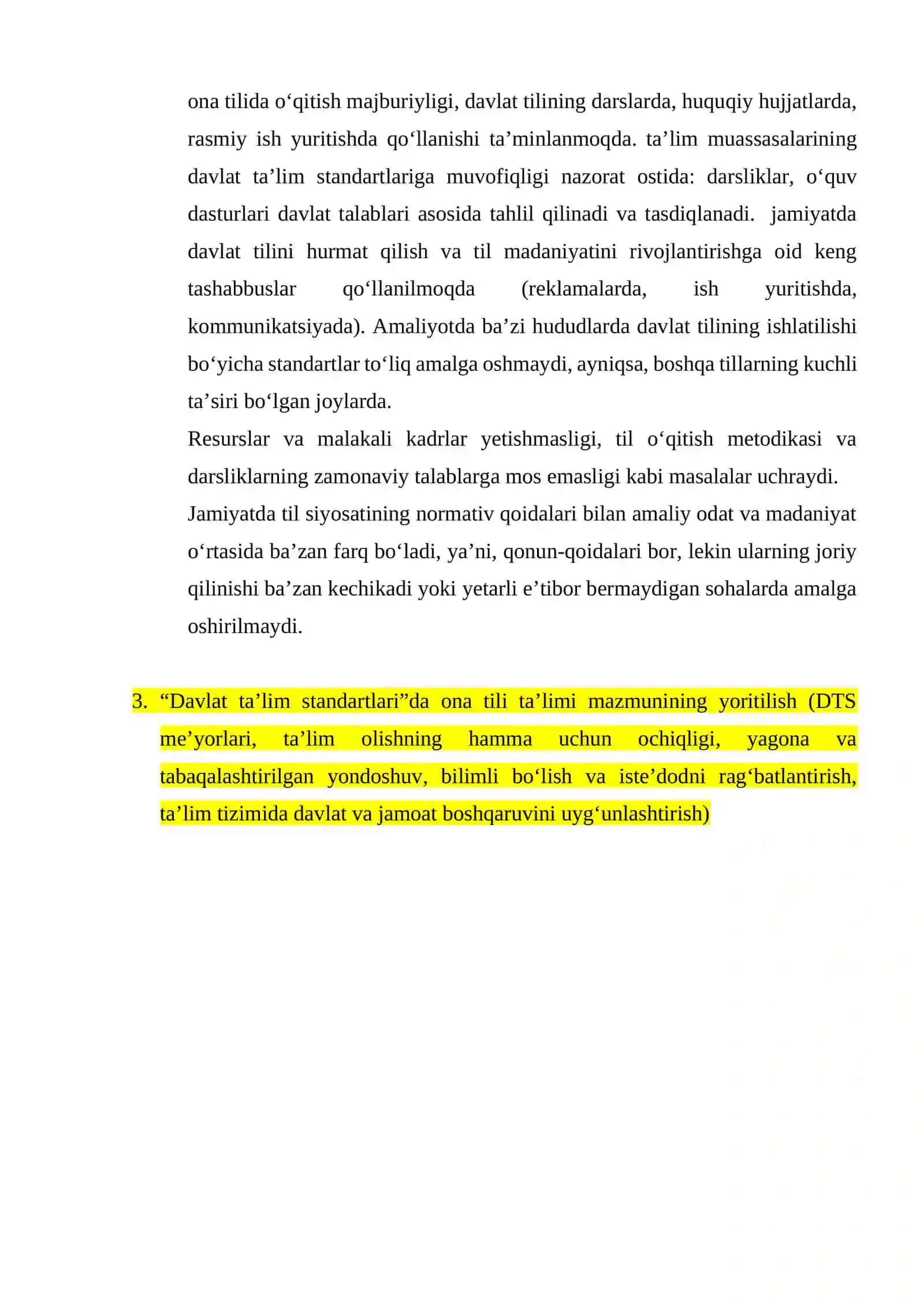 O‘zbekiston Respublikasining “Ta’lim to‘g‘risida”gi qonuni va ona tili ta’lim masalalari 2
