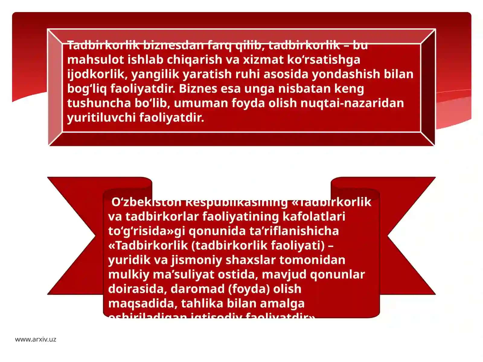 TADBIRKORLIK TASHABUSLARNI QO’LAB QUVATLASH 2