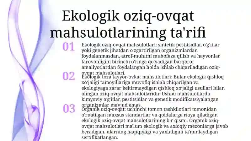 Ekologik Toza Oziq-Ovqat Mahsulotlari 2