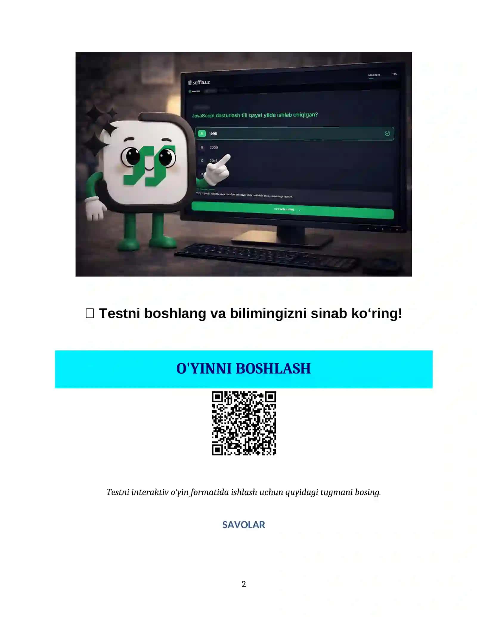 O'ZBEKISTON TARIXI: MAJBURIY FAN BLOKI UCHUN MAXSUS TESTLAR (10-11-SINFLAR) 2