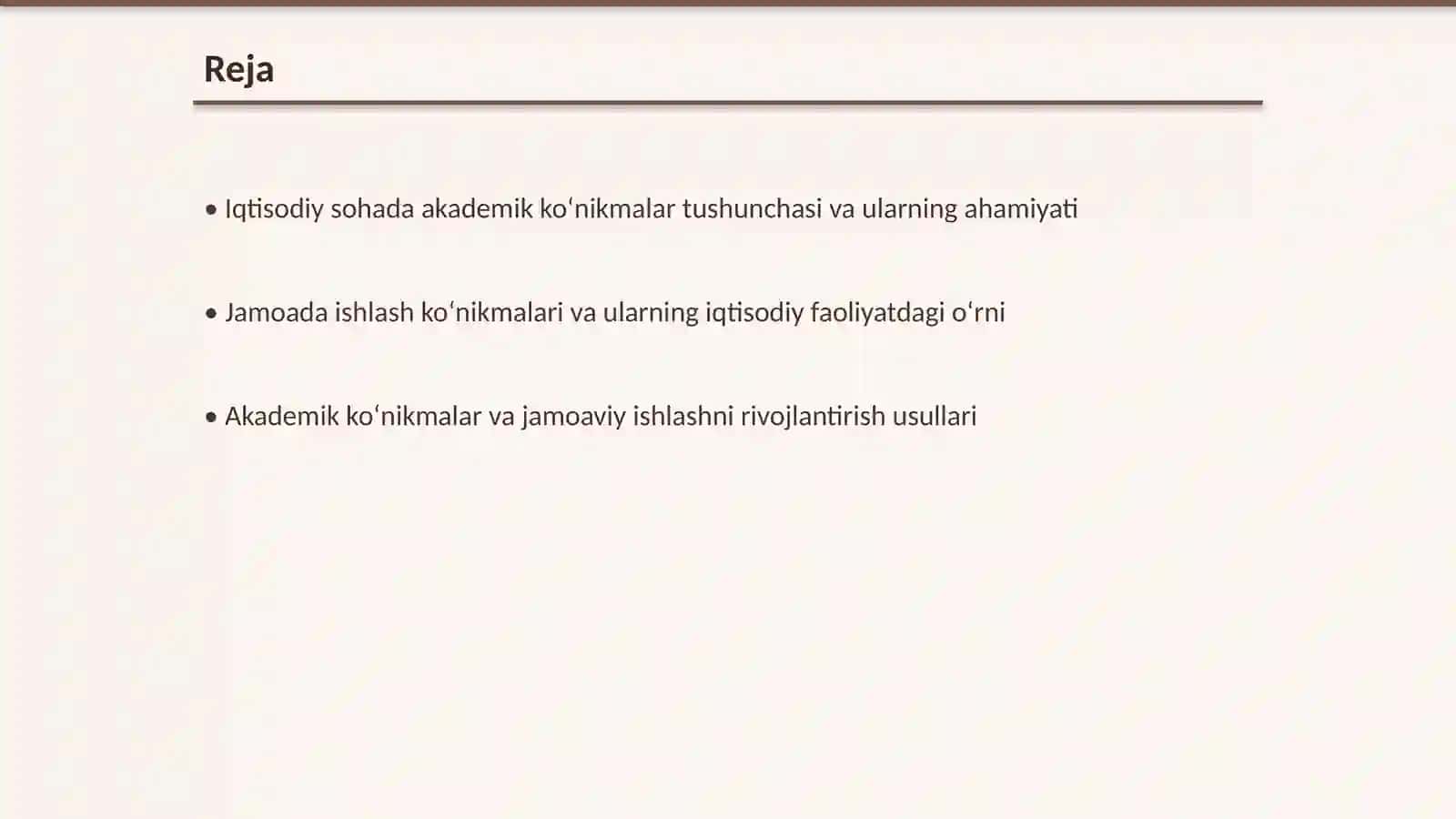 Iqtisodiy sohada akademik koʻnikmalar va jamoada ishlash 2