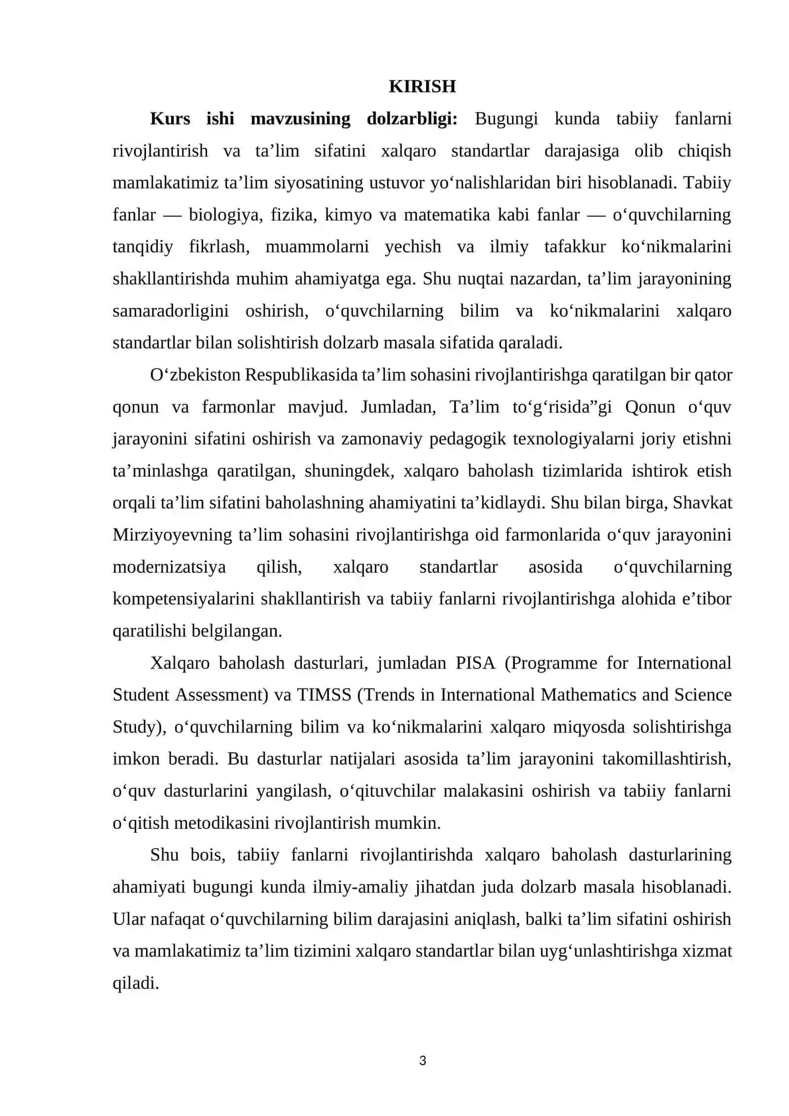 Tabiiy fanlarni rivojlantirishda xalqaro baholash dasturining ahamiyati 2