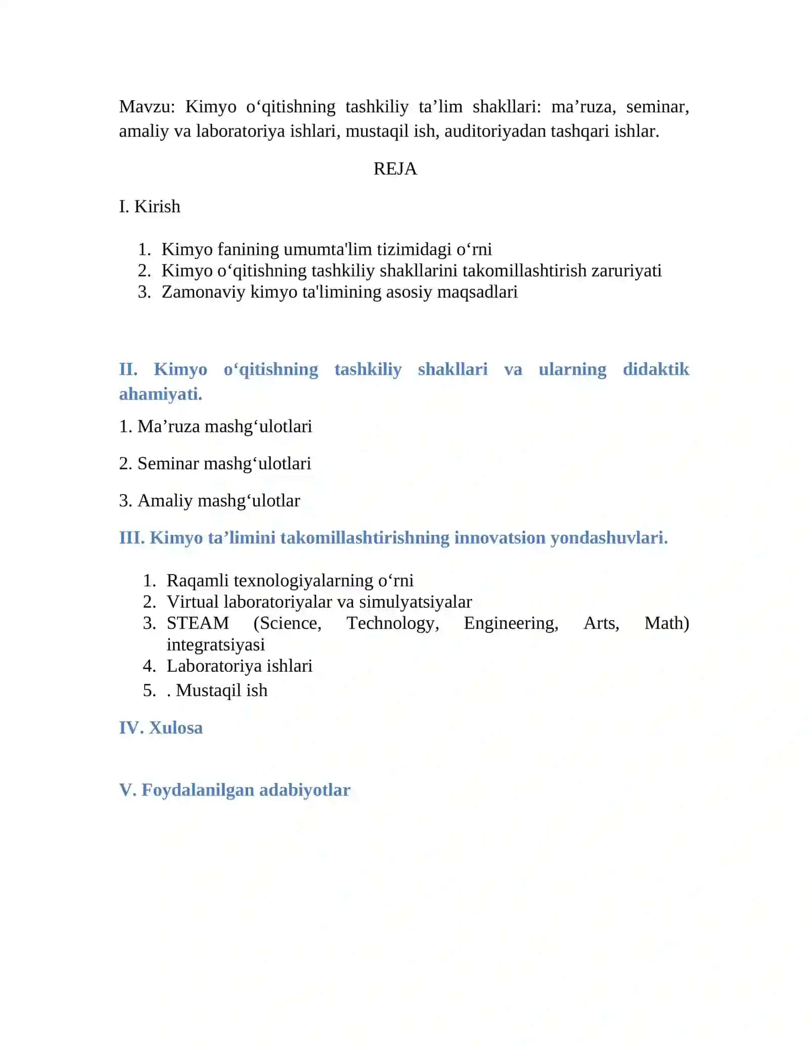Maxsus fanlarni o‘qitish metodikasi fanidan tayyorlagan REFERATI 2