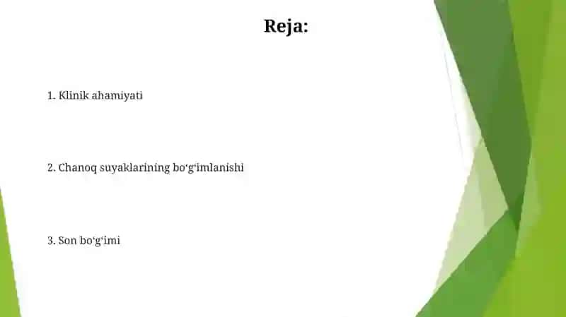 Chanoq sohasidagi suyaklarning o'zoro birlashuvi 2