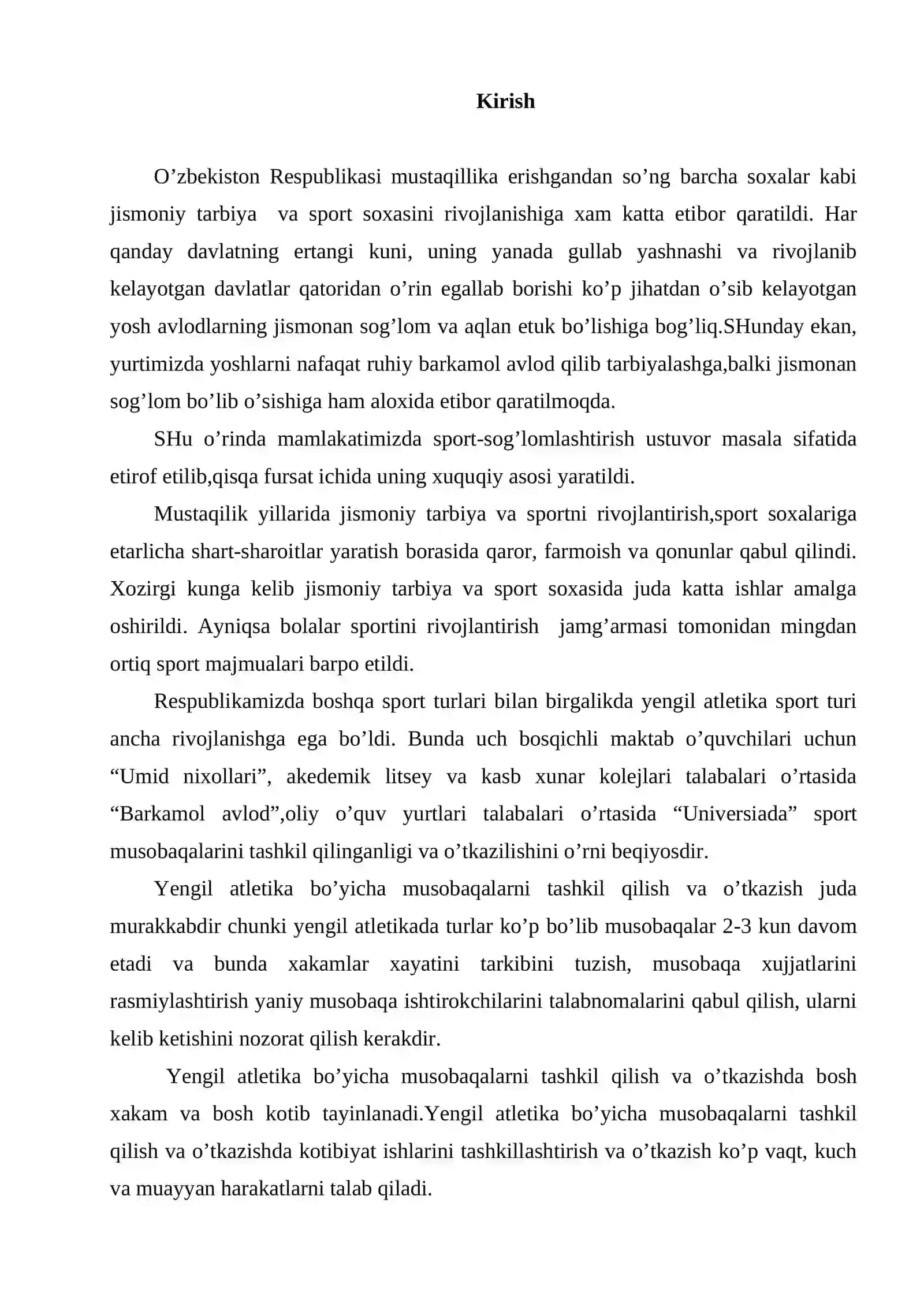 Yengil atletika musobaqalarini tashkil qilish va o’tkazish 2