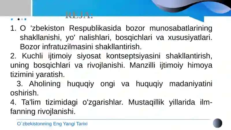MUSTAQILLIK YILLARIDA O‘ZBEKISTONDAGI IJTIMOIY-IQTISODIY  O‘ZGARISHLAR 2