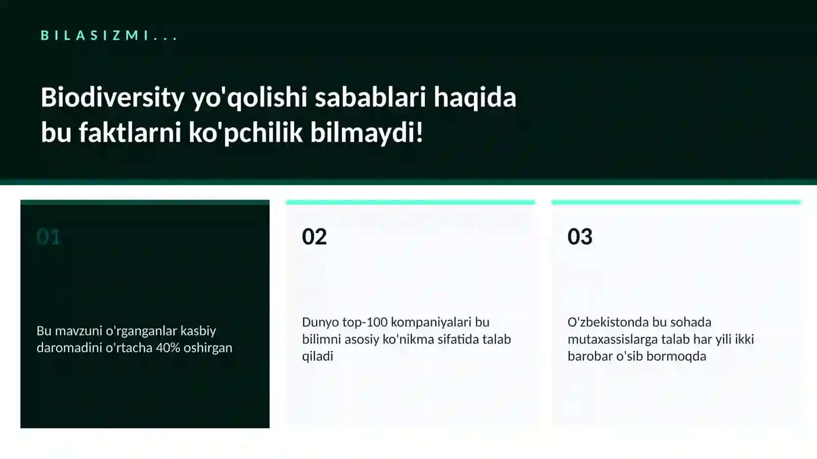 Biodiversity yo'qolishi sabablari 2