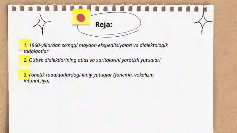 Oʻzbek dialektalogiyasining XX asr 60 - yillaridan soʻnggi yutuqlari 2