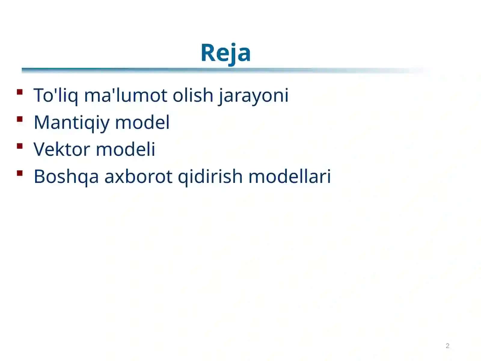 Axborot 	qidirish modellari 2