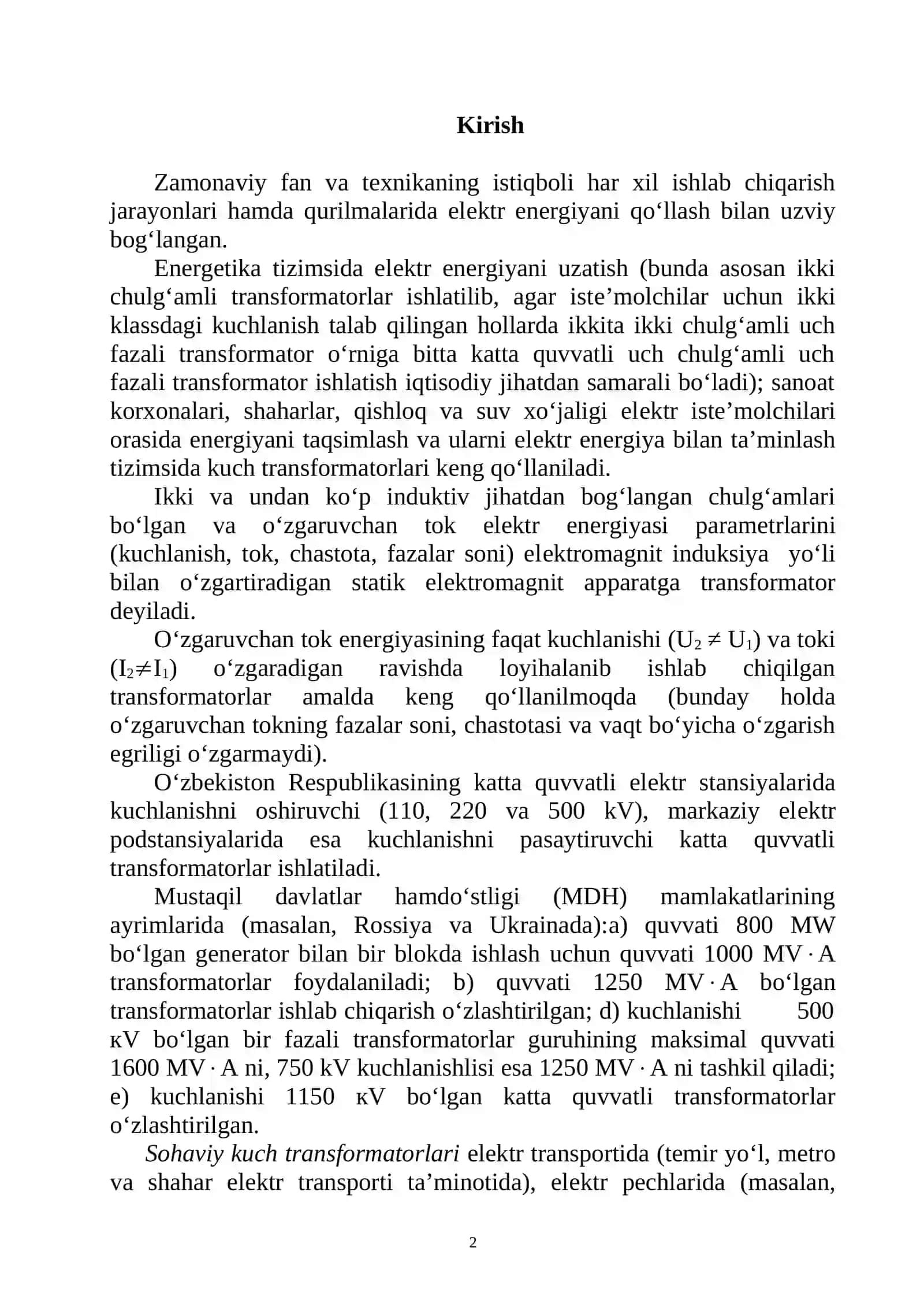 Elеktr mashinalari transformatorlar qismi bo‘yicha dasturlash loyihasini tuzish 2