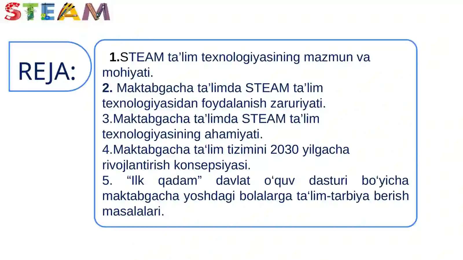 STEAM TA`LIM TEXNOLOGIYASINI MAKTABGACHA TA`LIMDA QO`LLASHNING ME`YORIY-USLUBIY ASOSLARI 2