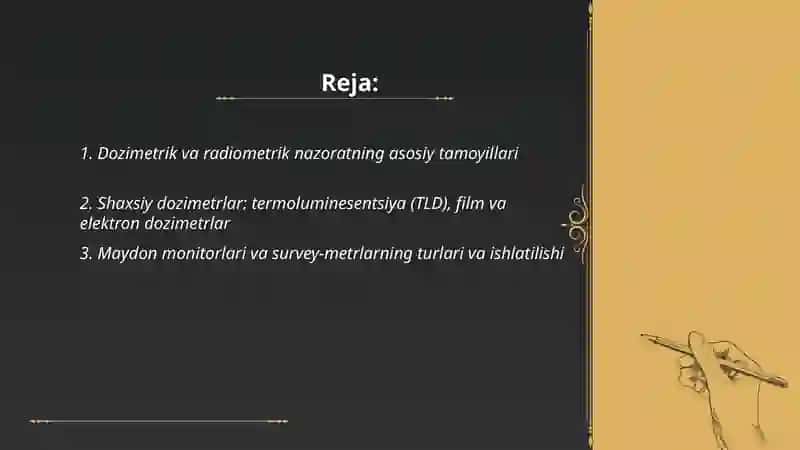 Dozimetrik va Radiometrik Nazorat 2