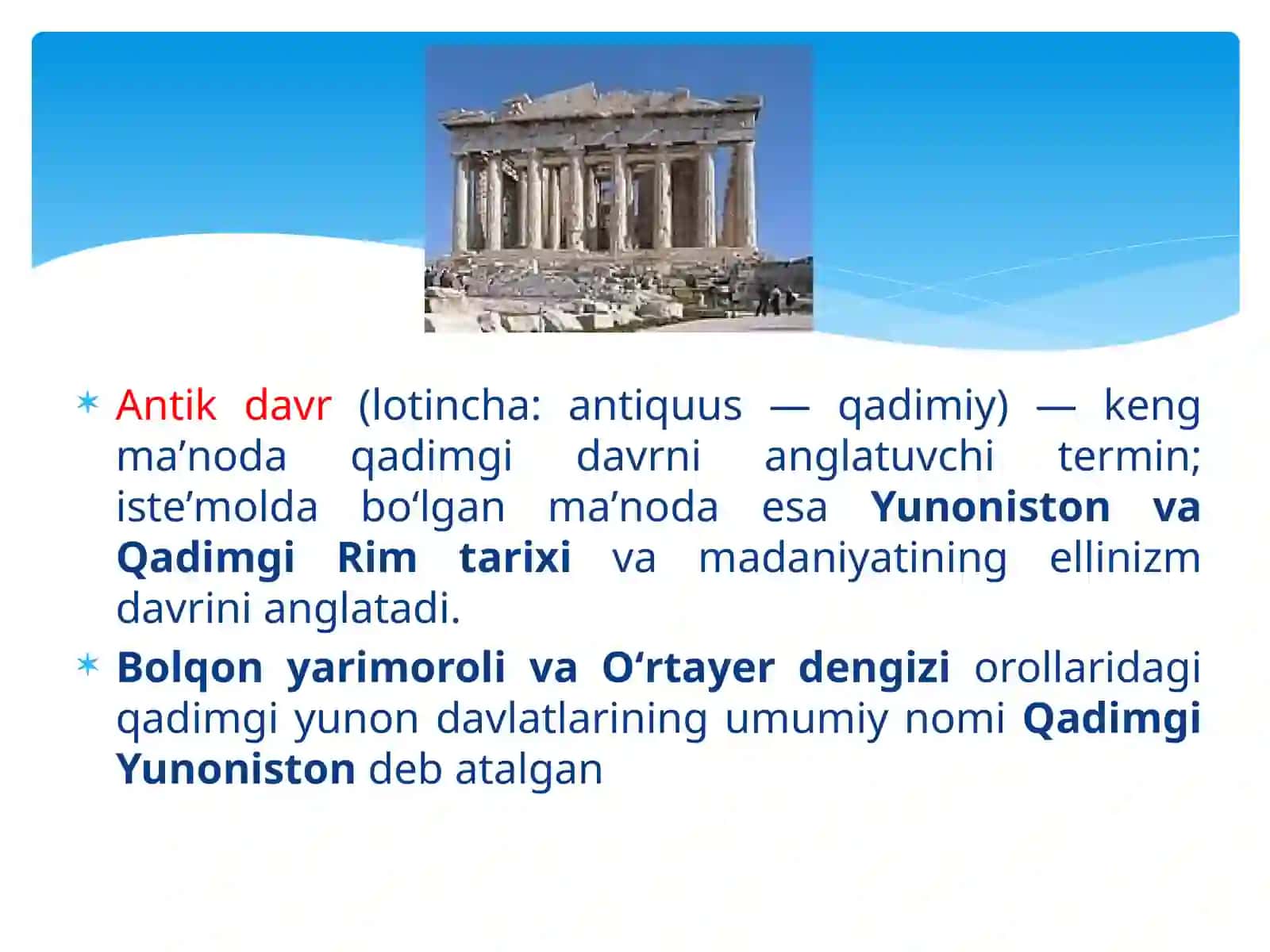 Eng qadimgi Yunoniston sivilizatsiyasi: Krit-Miken jamiyati. Miloddan avvalgi IX asr oxiri- VI asrlarda Yunoniston 2