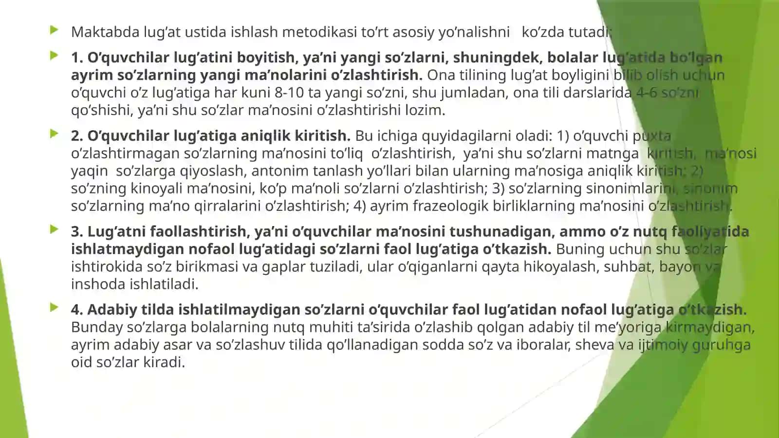 Lug‘at ustida ishlash metodikasi 2