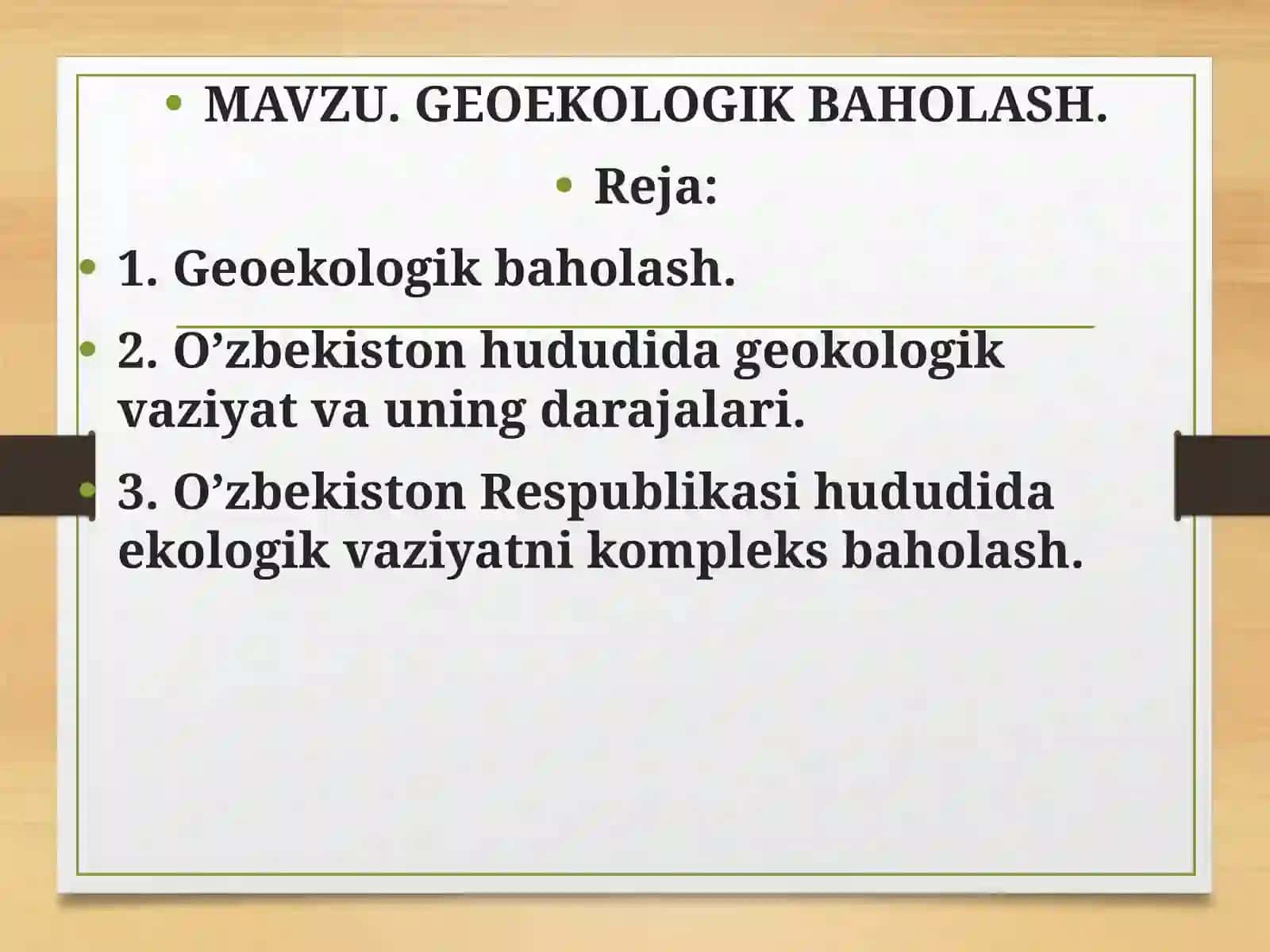 GEOEKOLOGIK BAHOLASH 2