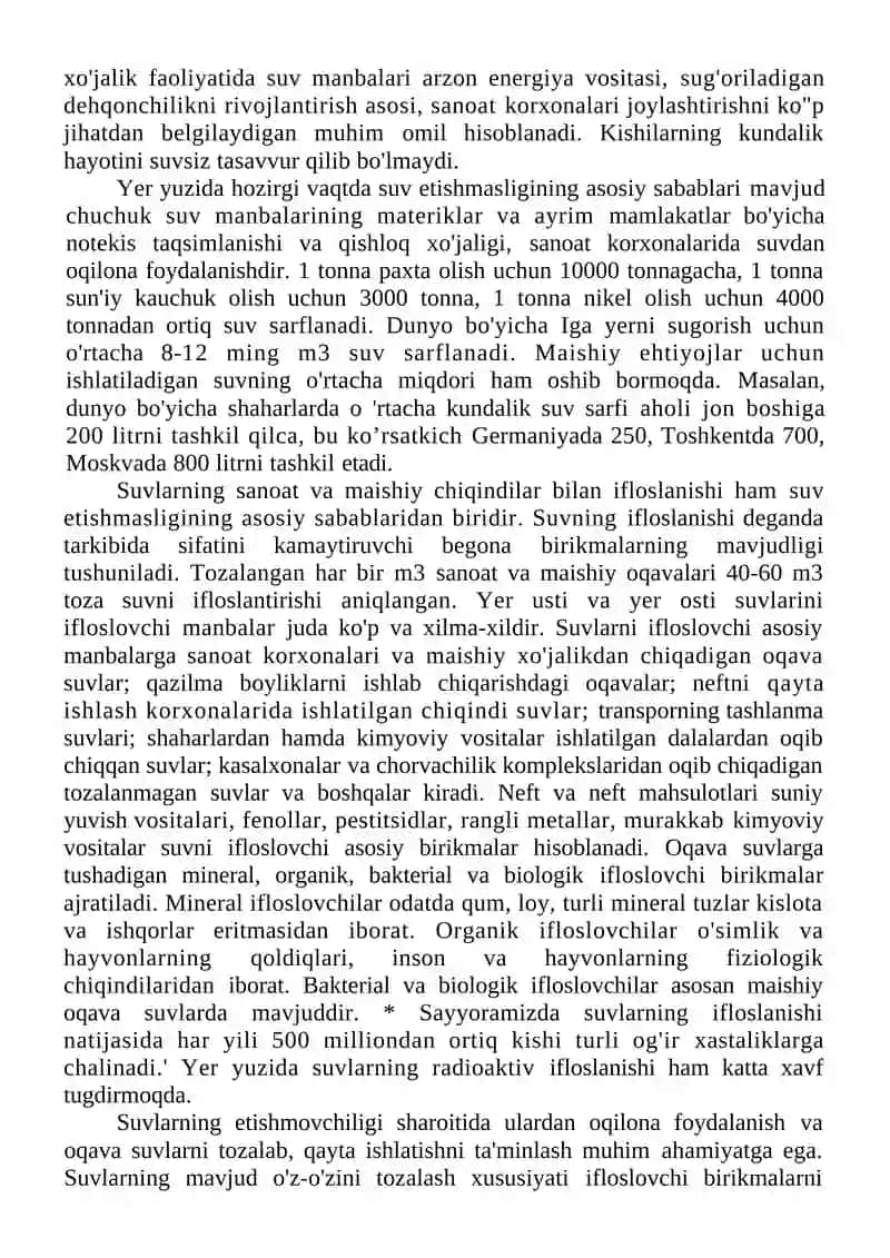 Suv resurslarini muhofaza Qilish 2
