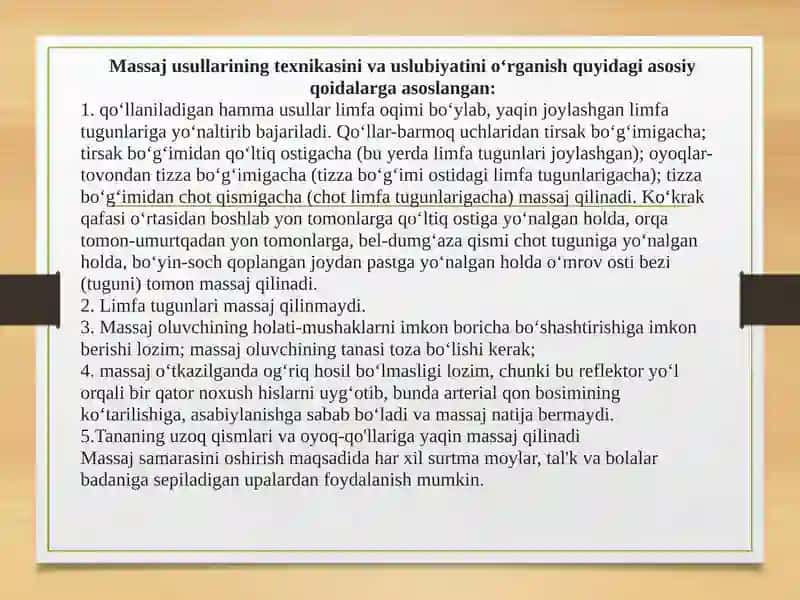 Massaj usullari texnikasi 2