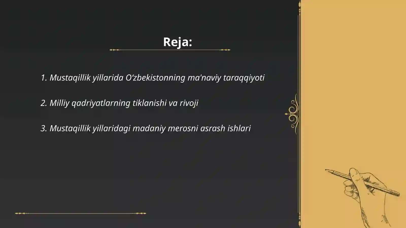 Mustaqillik yillarda O'zbekiston ma'naviy va madaniy taraqqiyoti 2