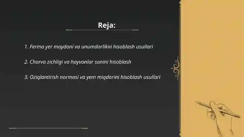 Fermalarni hisoblash usullari 2