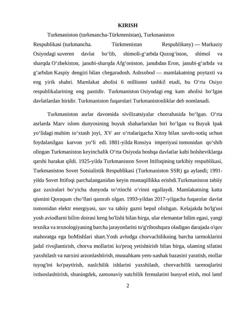 Turkmaniston Respublikasining Chorvachiligi 2
