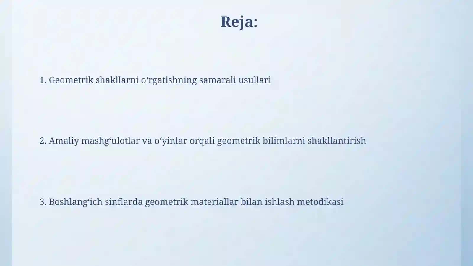 Boshlang’ich sinflarda geometrik material ustida ishlash metodikasi 2