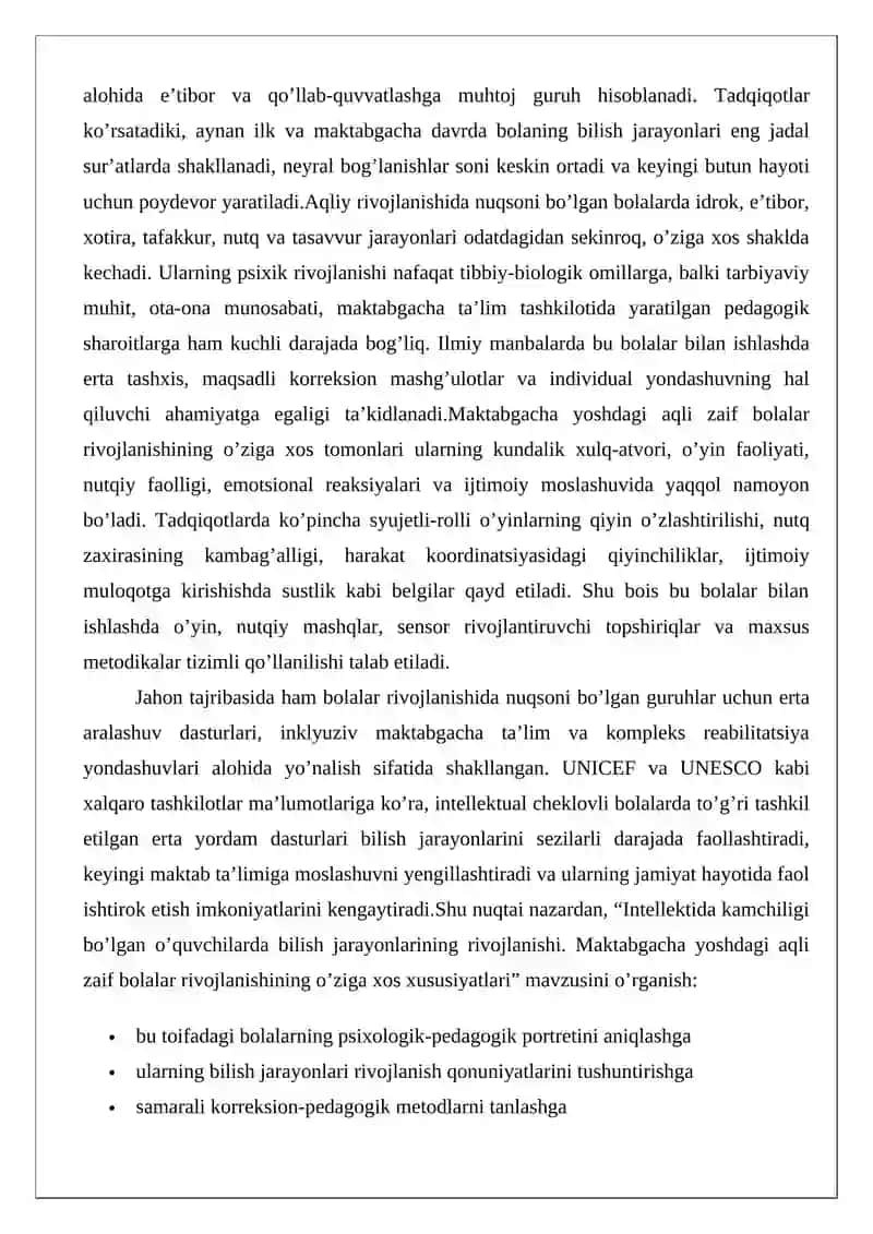 Maktabgacha Yoshdagi Aqli Zaif Bolalar Rivojlanishi 2
