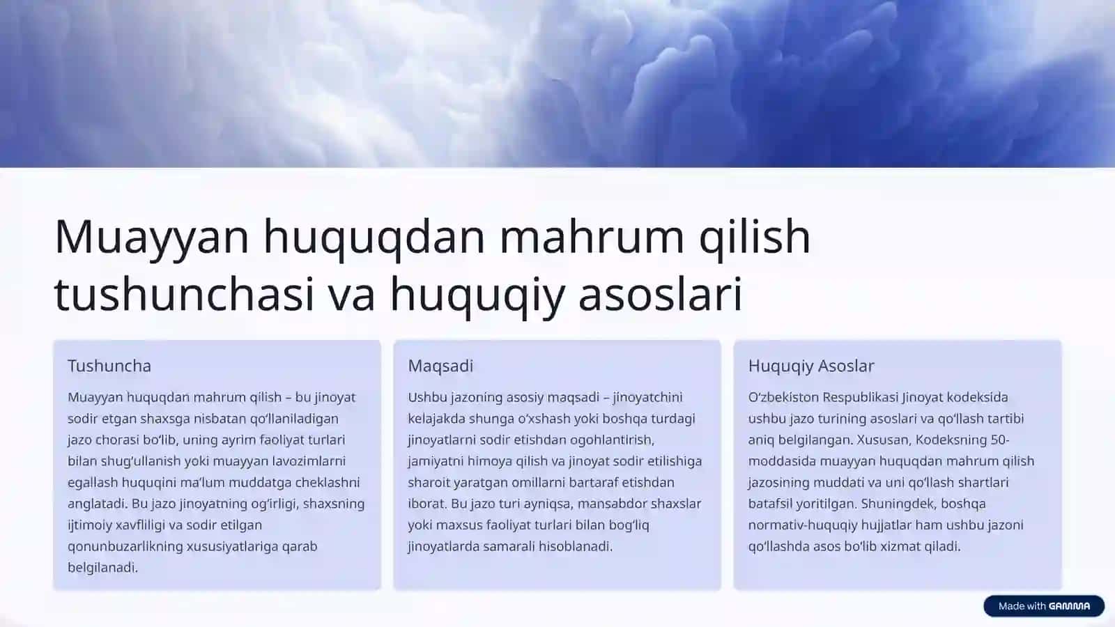 Muayyan Huquqdan Mahrum Qilish: Nazariya va Amaliyot 2