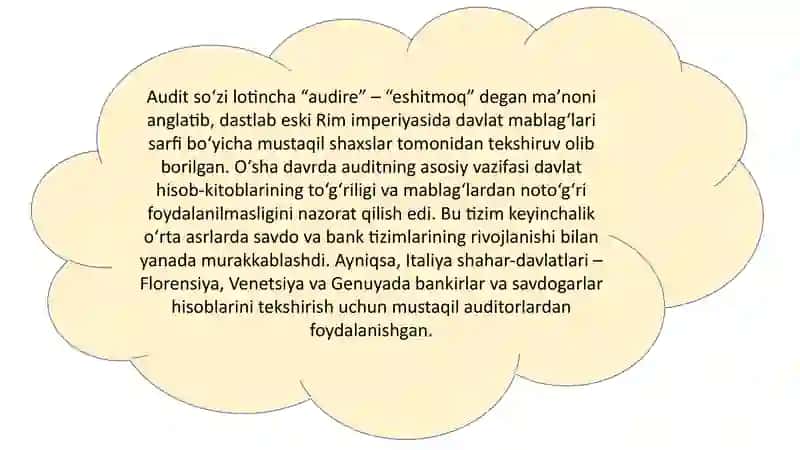 Auditning mohiyati va rivojlanish tarixi 2