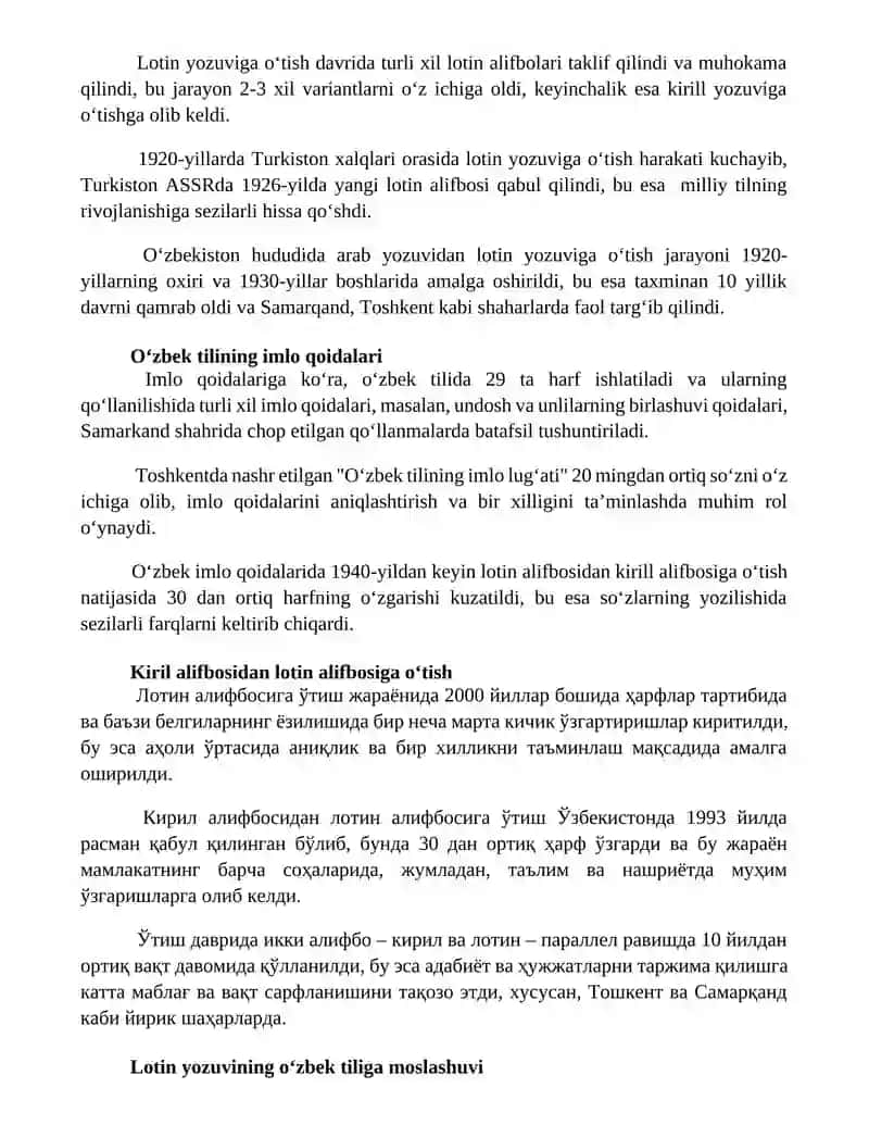 Oʻzbek tilidagi yozuv turlari taraqqiyoti 2