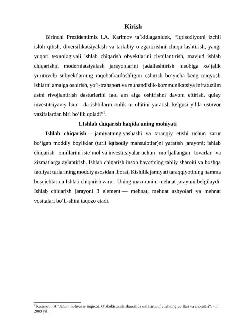 Ishlab chiqarish Omillari va Turlari 2