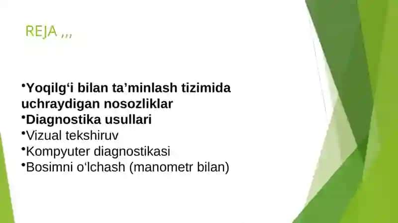 Dvigatelni yonilg'i bilan ta'minlash tizimi haqida. 2