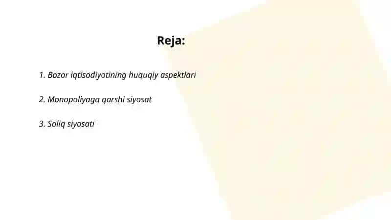 Bozorning davlat tomonidan tartibga solinishi 2