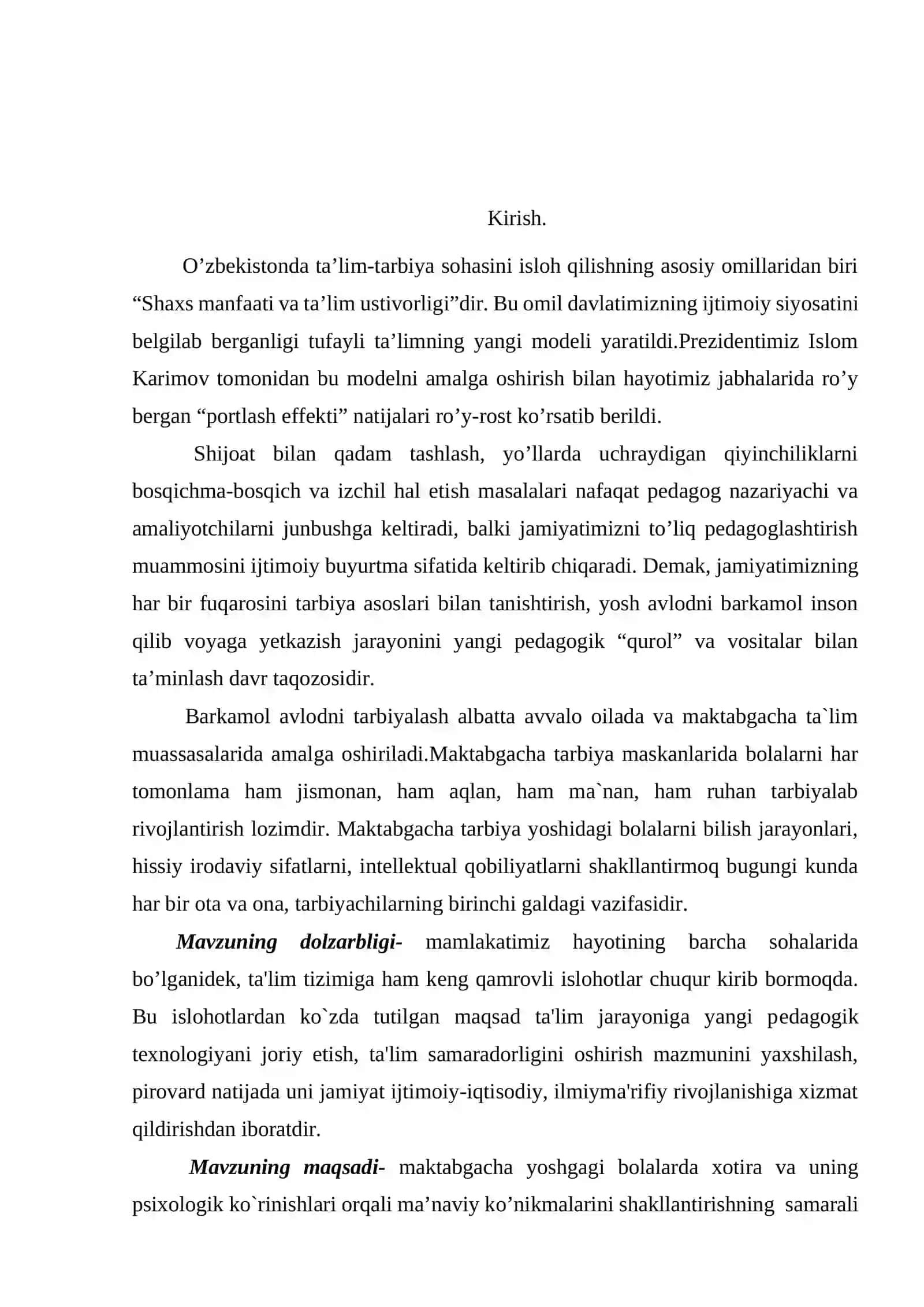 Maktabgacha davri bolalarida xotira jarayonining rivojlanish psixodiagnostikasi 2
