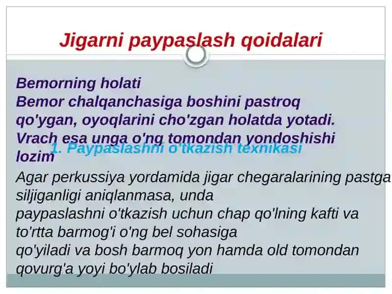 Jigarning palpatsiyasi va kurlov boyicha perkussiyasi 2