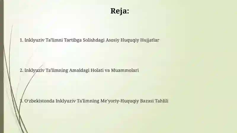 Oʻzbekistonda inklyuziv ta'limning meyoriy huquqiy bazasini tahlil qilish 2