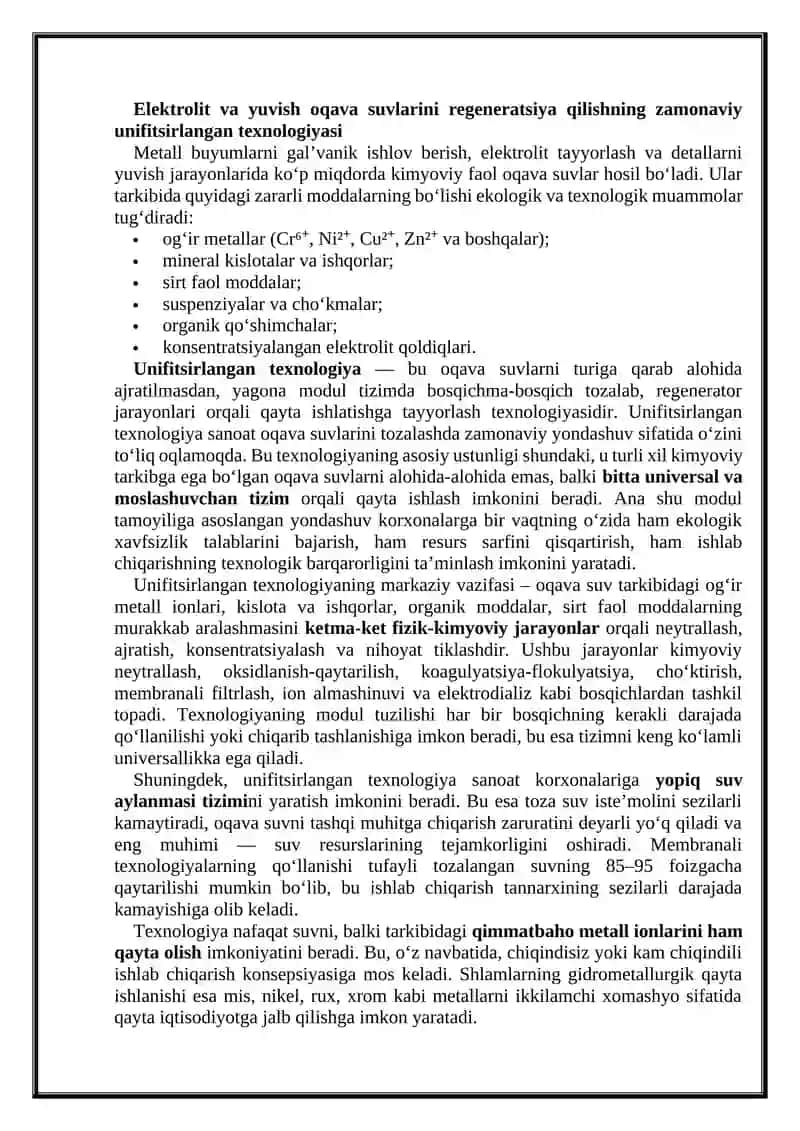 Elektrolit va detallarni yuvish texnologiyasi 2