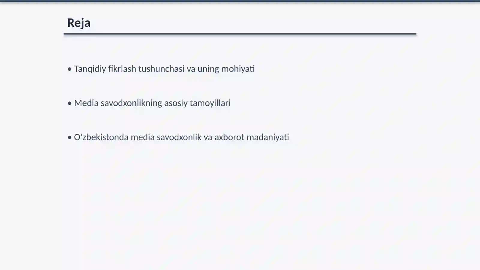 Tanqidiy fikrlash va uning media savodxonlikdagi ahamiyati Media savodxonlik va axborot madaniyati fani 2